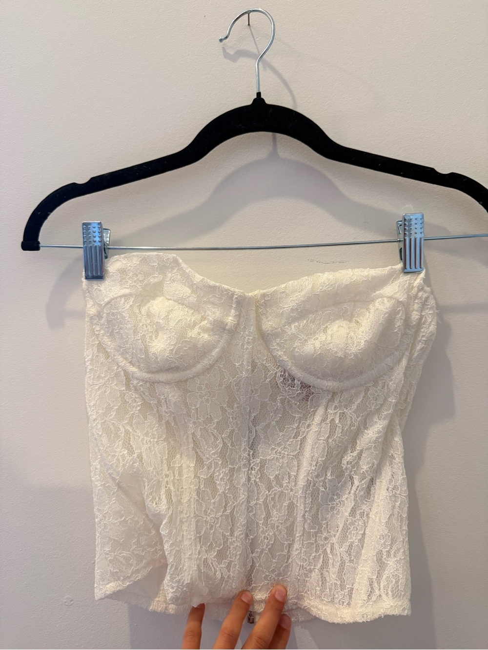 Edikted Ivory Lace Bandeau Bustier Top